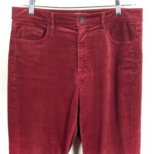 LOFT Velvet Corduroy Pants Brick Red Straight Leg High Rise Women Size 31x12